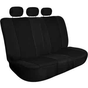 FH Group Back Seat Cloth Car Seat Cover - Universal Fit Rear Seat Covers for Cars with Rear Split Bench, Car Interior Accessories for SUV, Sedan, Van, Black