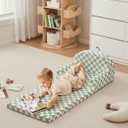 Blissful Diary Foldable Toddler Couch, 2-in-1 Comfy Toddler Chair & Lounger for Reading, Playroom, Kids Couch Sofa for Girls Boys Birthday Gift, Sage Checkered