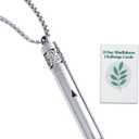 Mindfulness Breathing Necklace & Essential Oil Diffuser for Women Men Gift 2-in-1 Stainless Steel Breathlink Jewelry for Inner Balance, Daily Focus, Yoga, and Meditation (Silver)