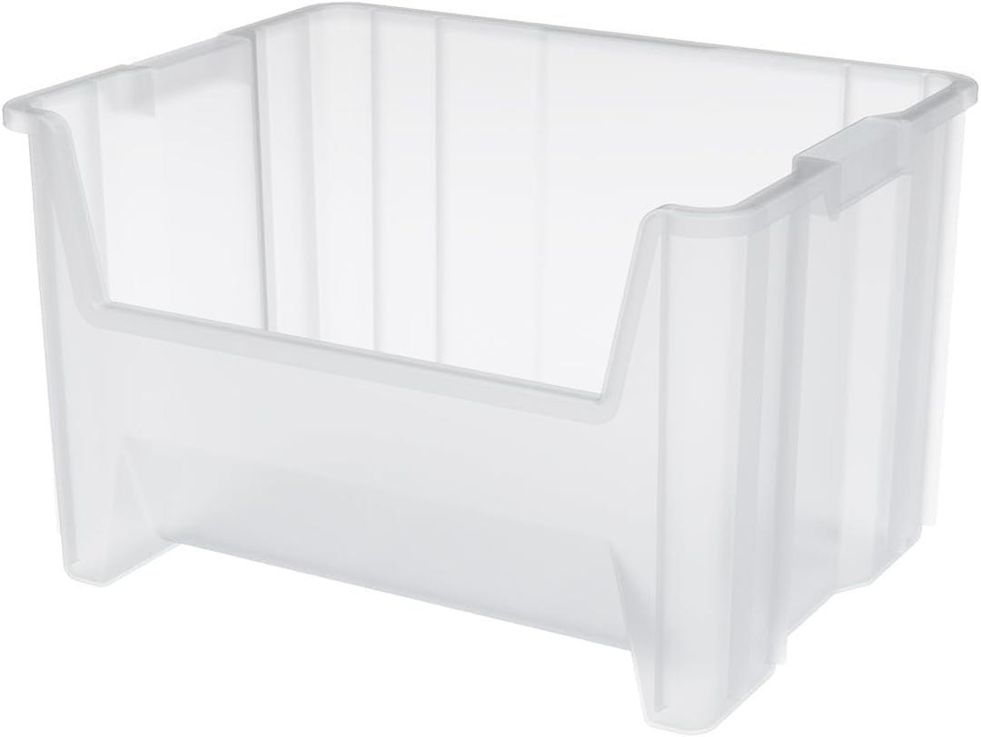 Akro-Mils 13017 Stak-N-Store Stackable Storage Bins, Heavy Duty Garage Storage Containers, Open Front Plastic Organizer for Tools, Shelves, Closet Organizer, 15" x 20" x 12-1/2", Clear, 3-Pack