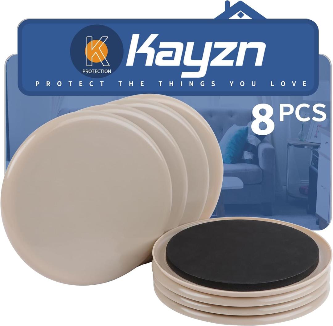 Furniture Sliders for Carpet, 8 Pcs 7" Round Furniture Moving Sliders, Heavy-Duty Furniture Movers - Reusable Carpet Sliders, Move Any Item Quickly, Easily and Safe!