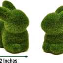 Gift Boutique 4 Green Fuzzy Flocked Bunny Easter Holiday Spring Decor Rabbit Figurines Garden Artificial Animal Moss for Indoor Table Home, Kitchen, Shelf Decorations Furry Covered Rabbits