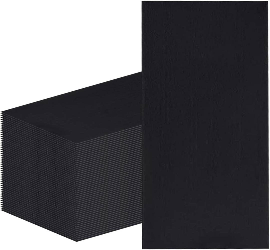 100Pcs Disposable Black Napkins Disposable Guest Black Paper Napkins Hand Towels, for Kitchen Party Wedding Bathroom or Any Celebration Occasion