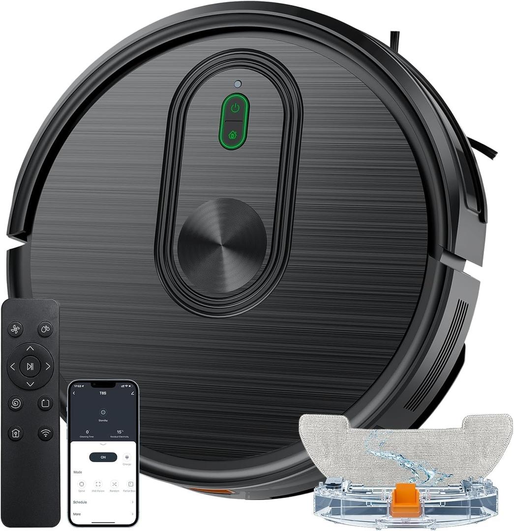 XIEBro Robot Vacuum and Mop Combo, 2 in 1 Robotic Vacuums Cleaner with 3200Pa Max Suction, App/Wi-Fi/Voice, Robot Vacuum with Schedule, Self-Charging, Slim, for Pet Hair, Hard Floor, Carpet