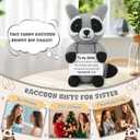 JoycuFF Sister Birthday Gifts Mini Raccoon Birthday Gifts for Sister Positive Crochet Animals Cheer Up Gift for Sisters Handmade Emotional Support Crochet