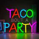 Taco Bout A Party Neon Sign, Dimmable LED Sign Taco Party Decorations, Mexican Decor Mexican Fiesta Decoration for Fiesta Birthday Cinco De Mayo, Living Room Home Wall Decor with USB Powered