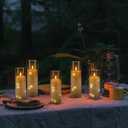 23 Pack Flameless LED Pillar Candles with Remote & Timer, Flickering Battery Operated Candles with Embedded Starry Lights, 3-Sizes Gray Acrylic Decorative Candles for Wedding, Home, Party Decor