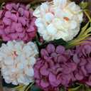 SUPNIU Artificial Hydrangea Bouquet with Small Ceramic Vase Fake Silk Variety Flower Balls Flowers Decoration for Table Home Party Office Wedding (White)