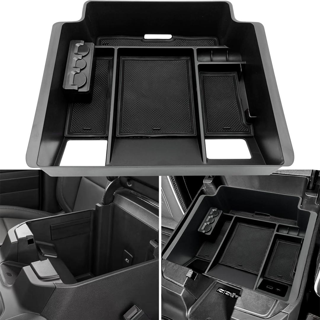 Center Console Organizer fit for GMC 2023 2024 2025 Sierra/Chevy Silverado 1500 Accessories, 2024-2025 2500HD 3500HD (Wireless Charger With Full Console w/Bucket Seats Only)