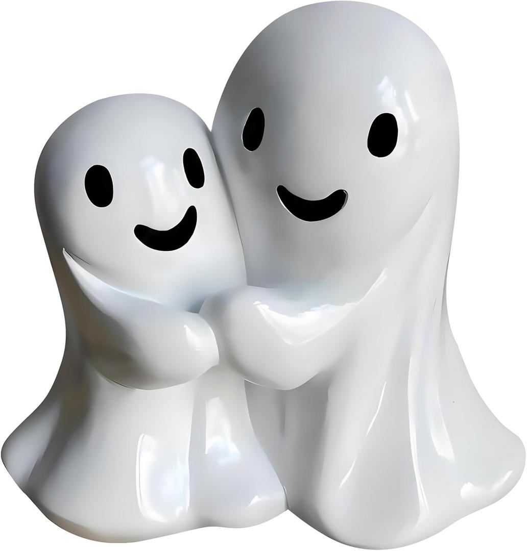 Cute Ghost Statue, Halloween Ghost Decoration, Ghost Statue, Finger Ghost Sculpture, Home Decor, Humorous Desktop Art Piece (Embrace Ghost)