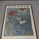 Vincent Van Gogh Framed Wall Art Print Butterflies And Poppies Flowers by Van Gogh Canvas Prints Painting Reproduction for Living Room Bedroom Kitchen Office Home Decor 12"x16" Black Framed