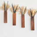 Wall Vase Set of 4  Wooden Hanging Vases with Pampas Grass & Eucalyptus Dried Flowers  Modern Farmhouse Home Decor for Living Room, Entryway, Bathroom, Hallway & Dining Room