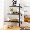 3 Tiers Clamp On Desk Shelf, 360 Angle Adjustable Desktop Shelf Organizer for Home Office Gaming Room, No Drill Desk Extender Adapt to 0.4-2.16 inches Table Thick, Black
