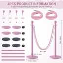kaiyomi 4Pcs Stanchions with Pink Velvet Ropes Set, 5 Feet Velvet Ropes and Posts Poles for Red Carpet Party Decoration and 360 Photo Booth (Pink)