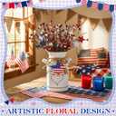 Tioncy 2 Sets 4th of July Patriotic Table Centerpieces Lighted Artificial Memorial Day Red White Blue Berry Stems Flag Star with Metal Vase Light Rustic 250th Anniversary Decor for Home Dining Table
