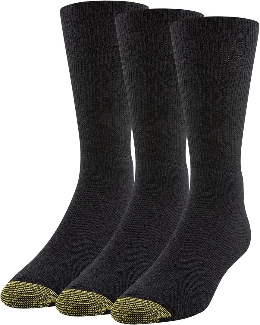 GOLDTOE Men's Non Binding Crew Socks, 3-pairs, L