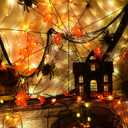 2 x Halloween Lights with Timer for Thanksgiving Decorations: Battery Pumpkin Maple Leaf String Fairy Lights with Romote - 13ft 40 Led Orange Lights for Halloween Autumn Fall Harvest Outdoor Garland Decor