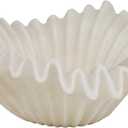 Braxio White Decorative Bowl  Resin Ruffle Bowl for Entryway, Dining Table Centerpiece, Fruit or Key Holder for Modern Home Decor, 12 Inch Art Deco Style