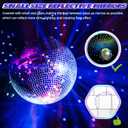 Meagoo Disco Ball with Motor and Light, 8" Hanging Mirror Ball and 6RPM Batteries Powered Rotating Motor with 4 Light Colors and 18 LEDs for Disco Party Decoration, DJ Club