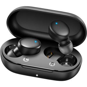 MOZOTER S8 Mini Wireless Earbuds Bluetooth 5.3 in Ear Light-Weight Headphones,60Hrs Playtime Ear Buds with Charging Case,Smart Ring,Fitness Tracker Premium Sound with Deep Bass for Sport-Black