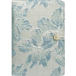 ipoul Blue Notebook, Refillable Journal, A5 Binder 6 Ring, Ruled Notebook, Lined Paper, Embroidery Fabric Cover, 6"x8", Budget Binder, Planner Binder, Travel Diary, Journal for Women, Lily Flower
