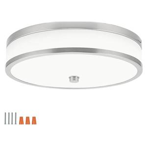 Design House Donohue 15 Inch Integrated LED Ceiling Light, 3 Color Temperature, Flush Mount, Dimmable, Nickel – Design House, 587501