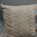 NORTHWEST HGTV Curlicue Faux Fur Throw Pillow, Ultra-Soft Wool-Like Texture, Cozy Decorative Accent for Bed, Couch, or Chair, Luxe Neutral Cushion, 22 x 22 inches, Tan