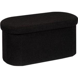 B FSOBEIIALEO Ottoman with Storage for Living Room, Sherpa Folding Storage Ottoman Foot Rest, 30 Inches Collapsible Bedroom Bench Black, 30"*15"*15"