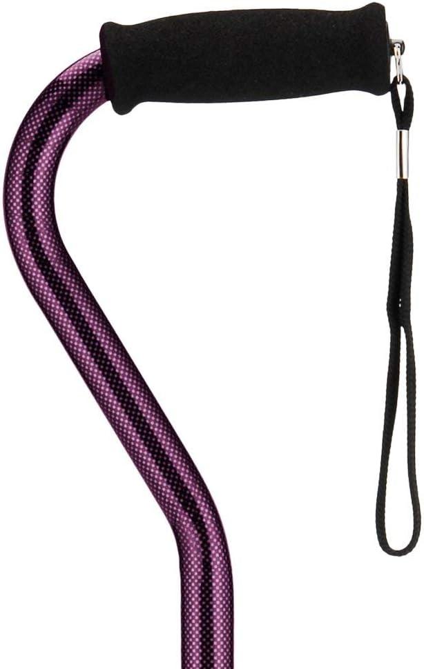 NOVA Designer Walking Cane with Offset Handle, Lightweight Adjustable Walking Stick with Carrying Strap, Purple Checkers Design