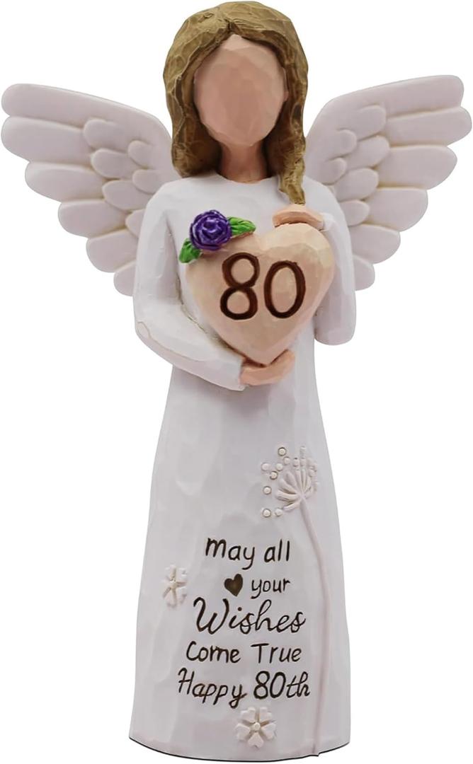 80 Birthday Gift for Women - May All Your Wishes Come True Happy 80th Sculpted Hand Painted Figurine (80th Birthday Gifts)