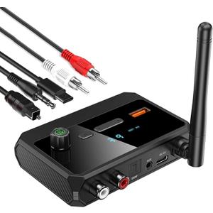 VR-robot Bluetooth 5.3 Receiver, RCA Bluetooth Adapter for Home Stereo, Support Optical AUX 3.5mm, RCA Bluetooth Receiver Adapter for Stereo Speakers, Home Music Streaming Stereo System