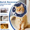 Soft Adjustable Cat Cone Collar - Comfortable Recovery Collar for Cats After Surgery (Dark Blue, Medium)