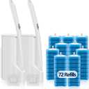 Disposable Toilet Bowl Brush and Holder, Toilet Cleaning System-2 Toilet Bowl Wand, 2 Storage Caddy&72 Toilet Brush Refills for Effective Deep Scrub Toilet, Wall-Mount Toilet Brush, 2 Pack.