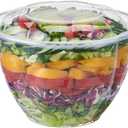 FULING [48 oz. 50 Sets Clear Plastic Salad Bowls with Airtight Lids Disposable To Go Mixing Containers Serving for Fruit, Quinoa, Lunch and Meal Prep
