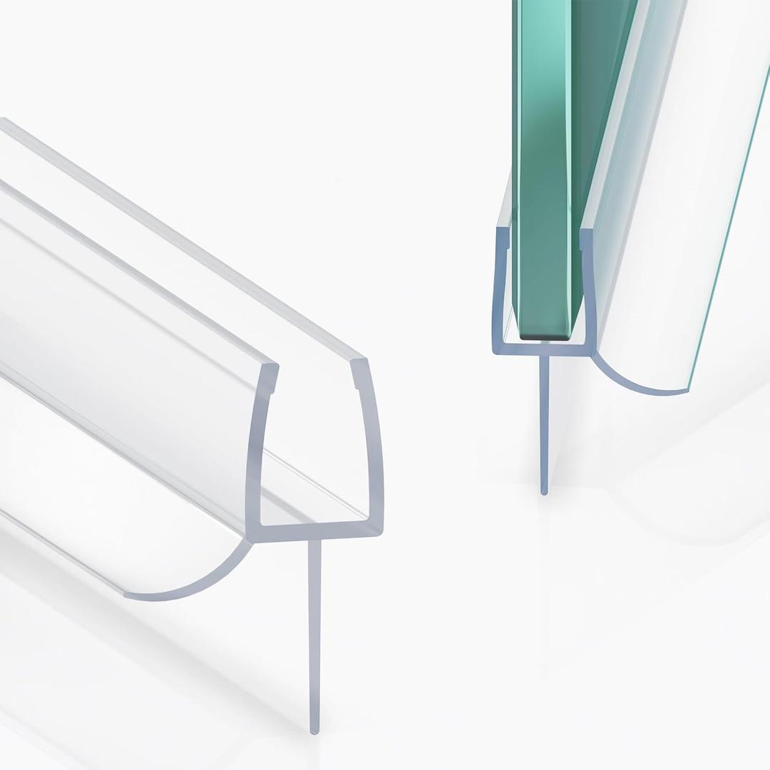 2PCS Shower Door Bottom Seal Strip, Clear PVC, 39" Length, Fits 6mm Thick Glass, Prevents Leaks & Water Damage, Easy Installation, No Adhesive Required (Clear, 39in for 1/4"(6mm) Door)