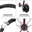 USB Headset with Mic for PC, On-Ear Computer Laptop Headphones with Noise Cancelling Microphone in-line Control for Home Office Online Class Skype Zoom (USB+3.5mm, Black)