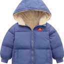 UNICOMIDEA Size 2-3T Winter Hooded Baby Jackets Funny Blue Warm Down Coat For Toddler Boy Girls Cool Long Sleeves Pockets Kids Outwear With Plush Inside 2nd Outerwear