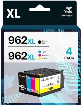 962XL Ink Cartridges Combo Pack Compatible for HP Ink 962 High Yield Work with HP OfficeJet Pro 9010 9012 9015 9020 9018 9025 9019Printers (4 Pack)
