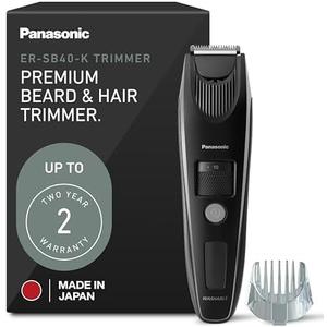 Panasonic Beard Trimmer for Men Cordless Precision Power, Hair Clipper with Comb Attachment and 19 Adjustable Settings, Washable, ER-SB40-K, 0.5-10mm lengths, 1 Pack
