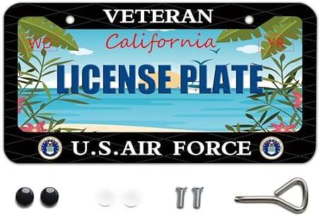 BOARLIDA Veteran US Air Force Design License Plate Frame USAF Decorative Stainless Steel Car License Plate Cover for Men Women Boys Girls Fans 12 X 6 Inch