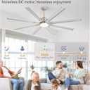 ZMISHIBO 72 inch Smart Aluminium Blade Ceiling Fans with Lights and Remote, Outdoor Large Ceiling Fans with Remote/Alexa/App for Patio Living Room, Nickel Ceiling Fan, 8 Blades