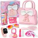 GKTZ Little Girl Purse, Pretend Makeup for Toddlers 3 4 5 6 Year Old Girls Birthday Gift, My First Purse Set Princess Toys Includes Kids Purse, Sunglasses, Phone, Wallet, Keys (Pink)