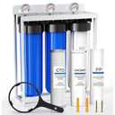 Whole House Water Filter System,Remove Heavy Metal,3 Stage Water Purifier,Top-Tier KDF+GAC with Sediment & Carbon Filter,Highly Reduce 99% Lead,Arsenic,Chromium,Chlorine,Odor,Improve Taste,20x4.5Inch