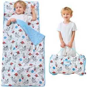 Lasoftan Toddler Nap Mat with Pillow and Blanket, Extra Large Rolled Napping Mats,Slumber Bags for Boys Girls,Kids Sleeping Bag for Daycare, Preschool Travel Camping