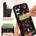 Shorogyt for Samsung Galaxy S25 Cute Kawaii Leather Phone Case - Compatible with Magsafe Wallet Magnetic Credit Card Holder Fashion Cherry Design Phone Cover for Women Girls, Fits 7 Cards