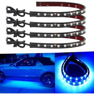 Keiurot 12V Led Light Strip 32CM Waterproof Light Strips for Cars Motorcycles Golf Cart Interior & Exterior Marine Boat Blue Led Strip 12V 5050 18SMD,Pack of 4