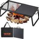 VEVOR Folding Campfire Grill, Heavy Duty Steel Mesh Grate, 22.4" Portable Camping Grates Over Fire Pit, Camp Fire Cooking Equipment with Legs Carrying Bag, Grilling Rack for Outdoor Open Flame Cooking