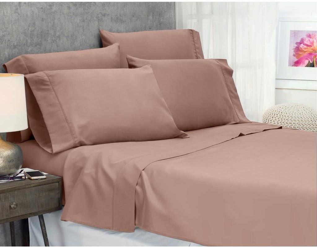 800-Thread-Count California-King Sheets and Pillowcases Set, Beige 100% Natural Long Staple Combed Cotton 4 Piece Bed Sheet for Bed, Silky Sateen Weave, Breathable Bedding Set