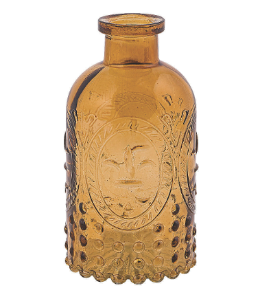 Amber Ridged Glass Vases, Set of 3