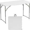 Elevon 4 Feet Heavy Duty Folding Table with Adjustable Height, Fold-in-Half Portable Table for Indoor Outdoor Use - Camping, Picnic, Party, Wedding, Dining, Utility Table